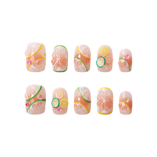 Citrus Dream Pastel Nails