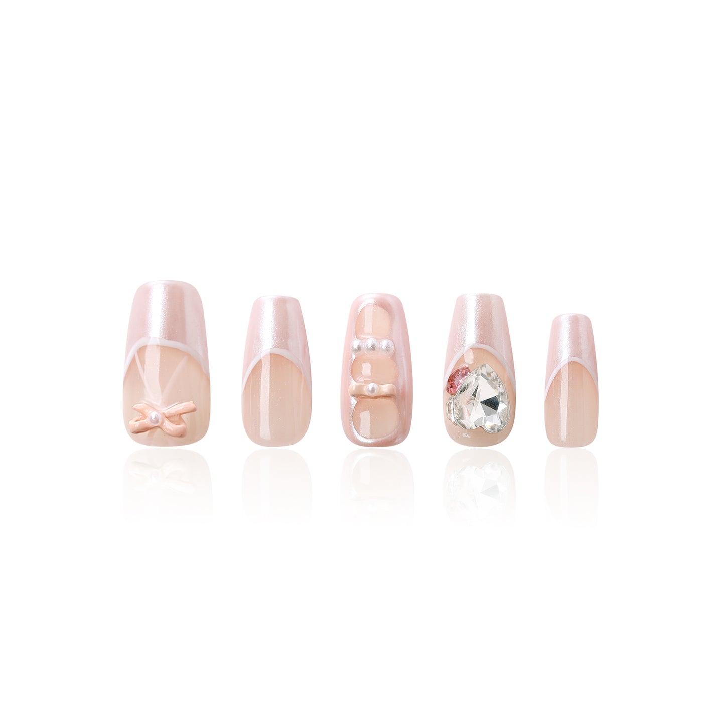 Blushing Elegance Adorned Nails