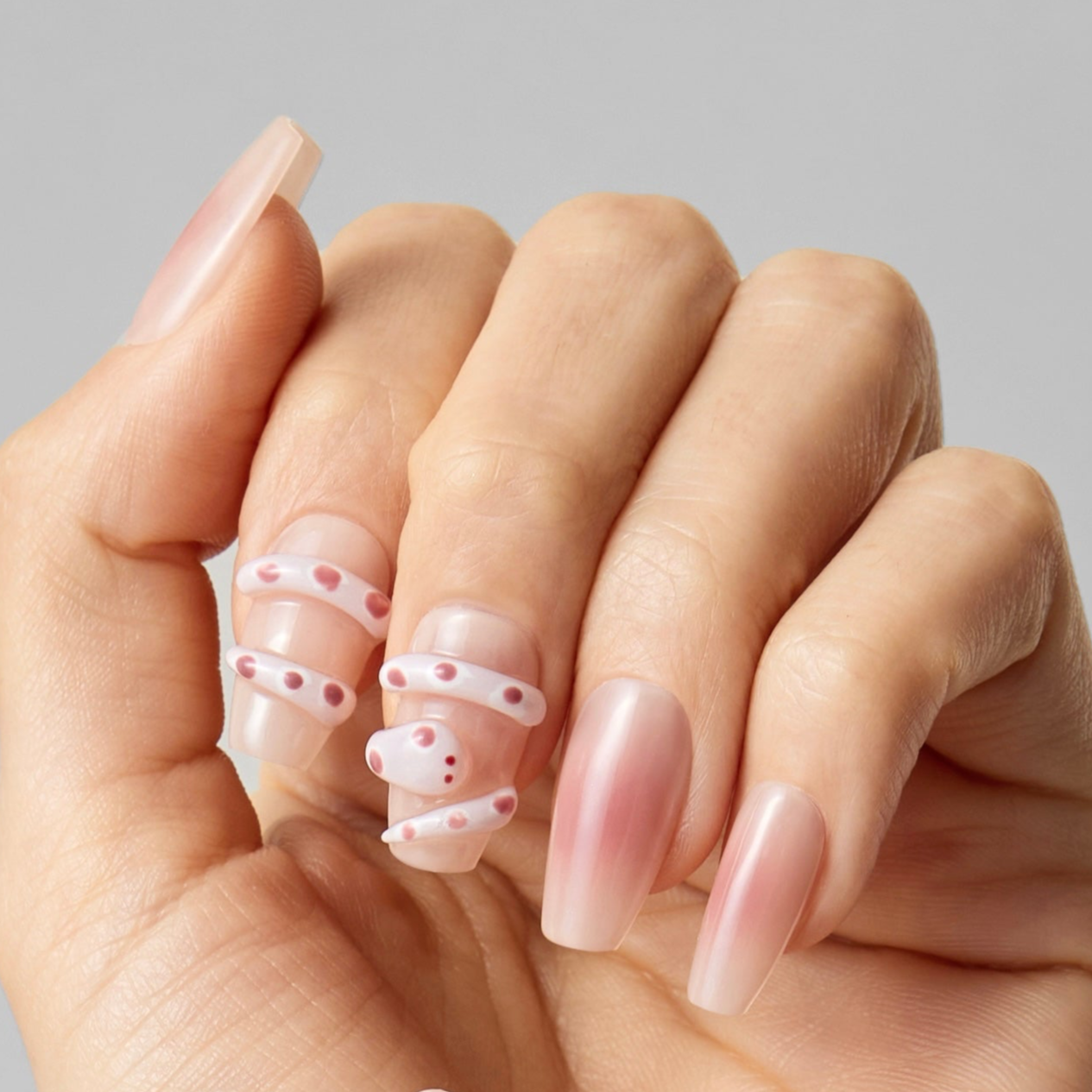 Blush Swirl Dots Nails