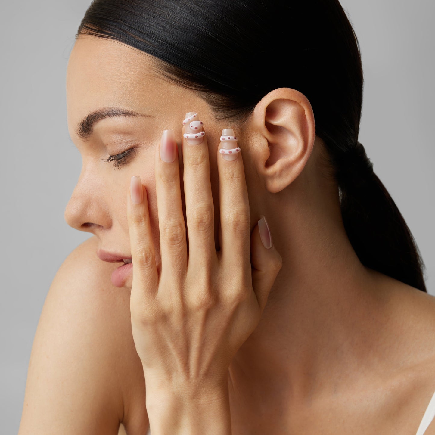 Blush Swirl Dots Nails