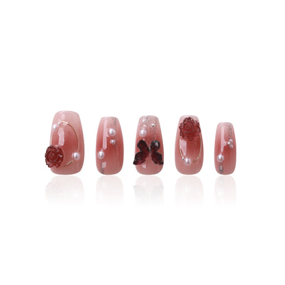 Romantic Blush Embellished Nails