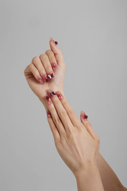Romantic Blush Embellished Nails